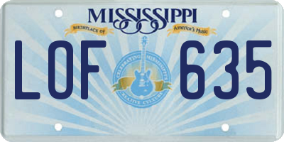 MS license plate LOF635