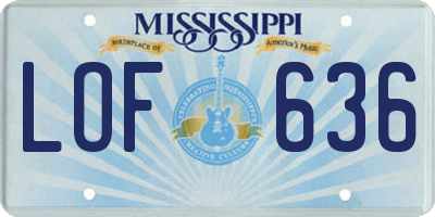 MS license plate LOF636