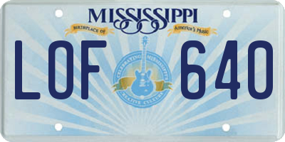 MS license plate LOF640