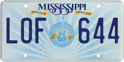 MS license plate LOF644