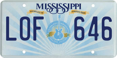 MS license plate LOF646