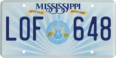 MS license plate LOF648