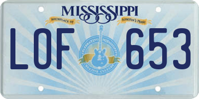 MS license plate LOF653