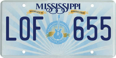MS license plate LOF655