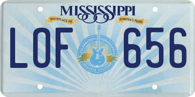 MS license plate LOF656