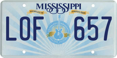 MS license plate LOF657