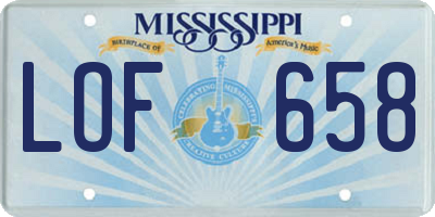 MS license plate LOF658