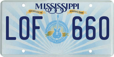 MS license plate LOF660