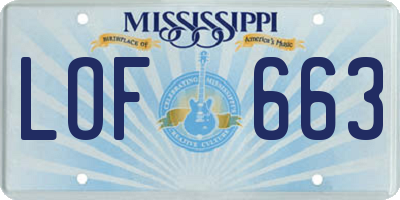 MS license plate LOF663