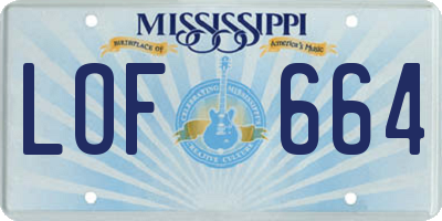 MS license plate LOF664