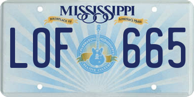 MS license plate LOF665