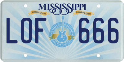 MS license plate LOF666