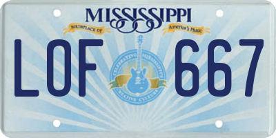 MS license plate LOF667