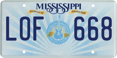 MS license plate LOF668