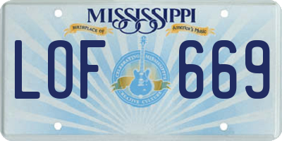 MS license plate LOF669