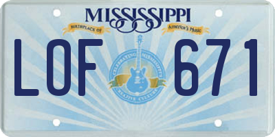 MS license plate LOF671