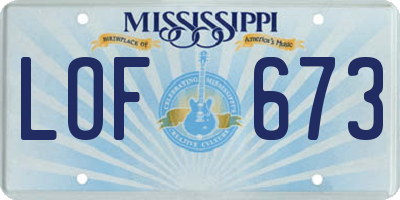 MS license plate LOF673