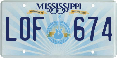 MS license plate LOF674