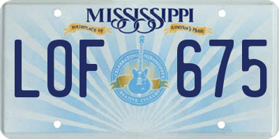 MS license plate LOF675