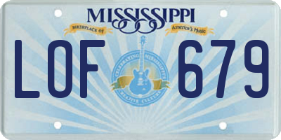 MS license plate LOF679