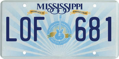 MS license plate LOF681