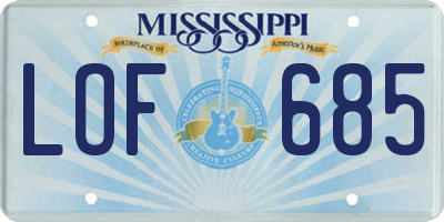 MS license plate LOF685