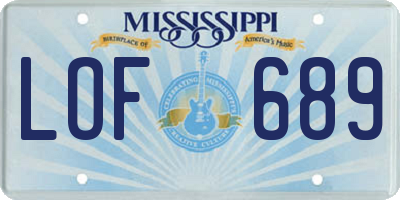 MS license plate LOF689