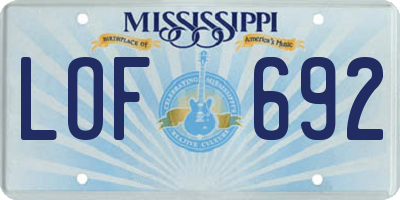 MS license plate LOF692