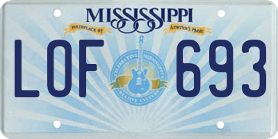 MS license plate LOF693