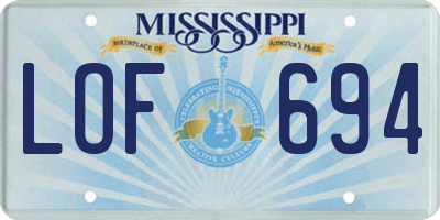 MS license plate LOF694