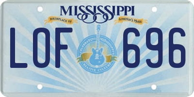 MS license plate LOF696