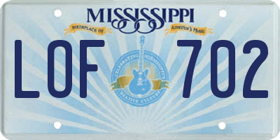 MS license plate LOF702