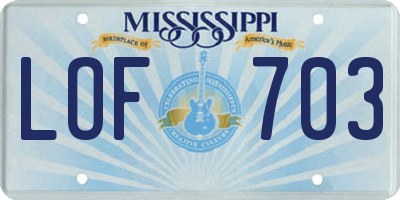 MS license plate LOF703