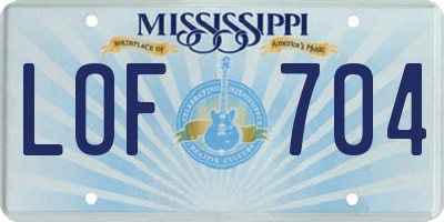 MS license plate LOF704