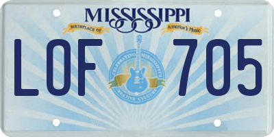MS license plate LOF705