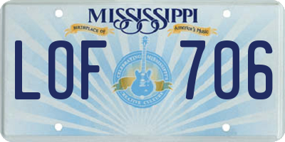 MS license plate LOF706