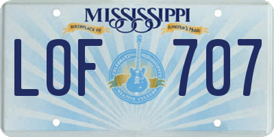 MS license plate LOF707