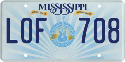 MS license plate LOF708