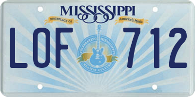 MS license plate LOF712
