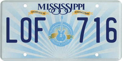 MS license plate LOF716