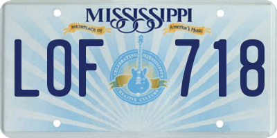 MS license plate LOF718
