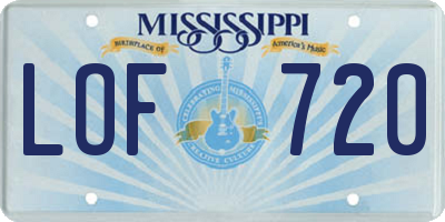 MS license plate LOF720