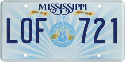 MS license plate LOF721