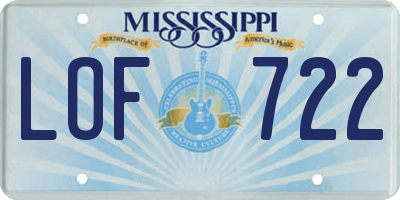 MS license plate LOF722