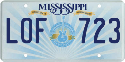 MS license plate LOF723