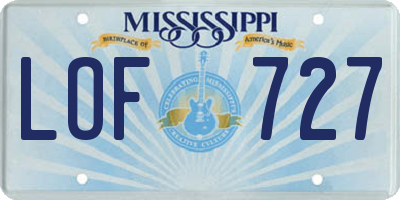 MS license plate LOF727