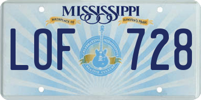 MS license plate LOF728