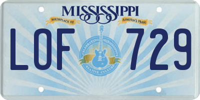 MS license plate LOF729