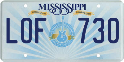 MS license plate LOF730