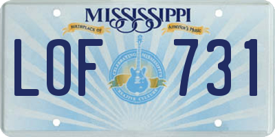 MS license plate LOF731